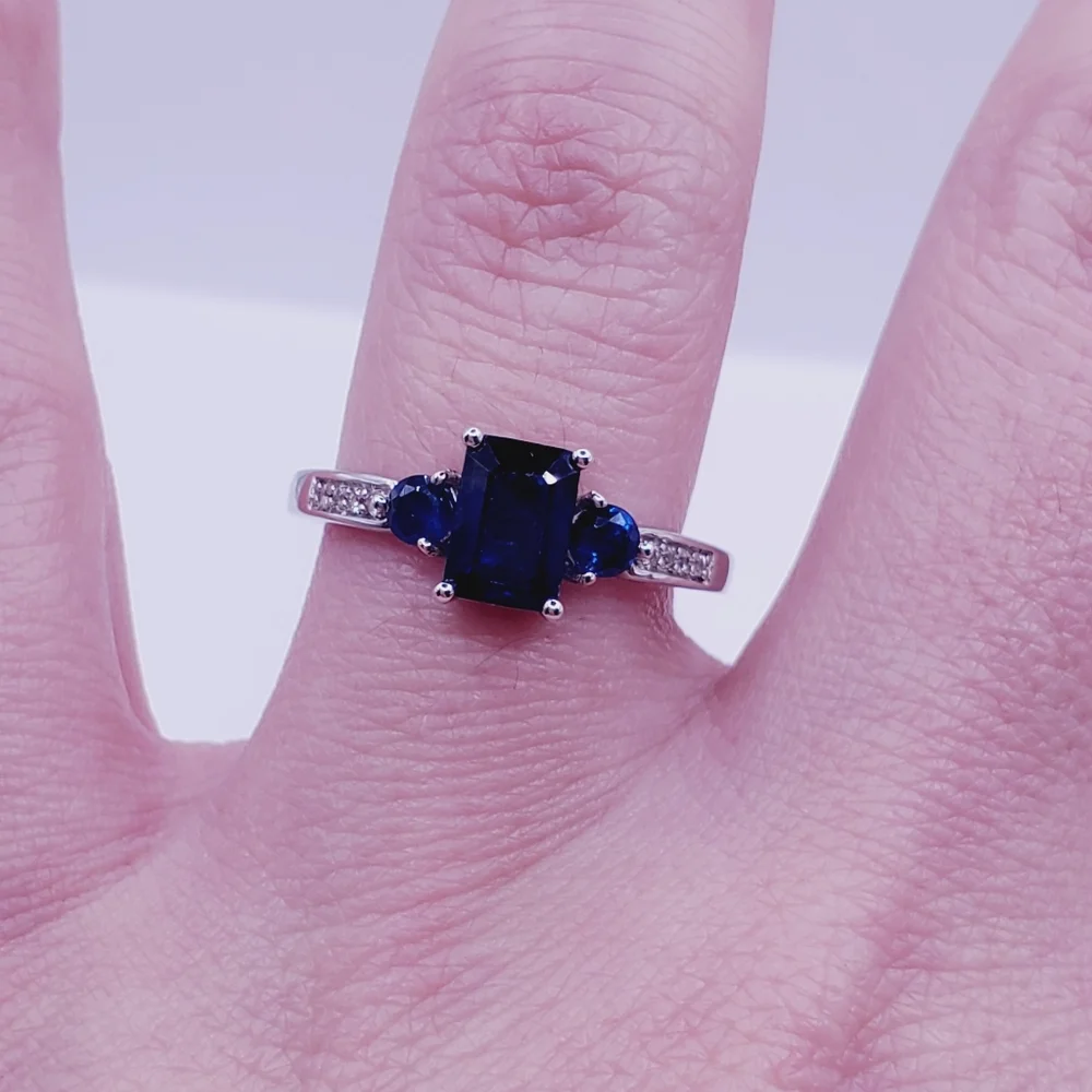 Genuine Blue Spinel Ring 925 Ring Sterling Silver Ring Blue Ring